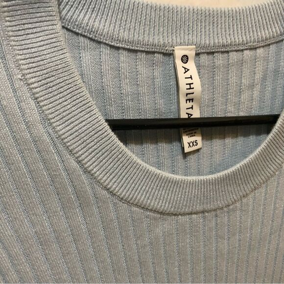 Athleta Glacial Blue Lincoln Park Ribbed Crew Neck Side Slit Sweater XXS - Picture 5 of 8